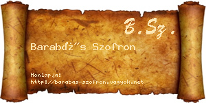 Barabás Szofron névjegykártya